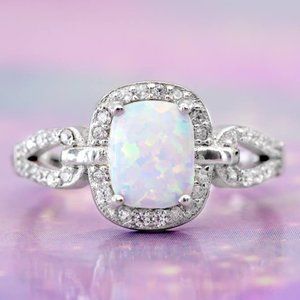 Opal ring, 925 Sterling Silver Charmed Aroma Opal Ring Collection